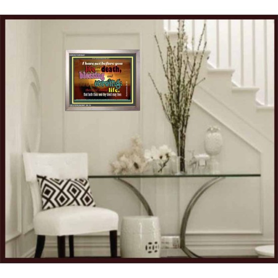 SET BEFORE YOU LIFE AND DEATH   Bible Verse Framed Art   (GWVICTOR3547)   