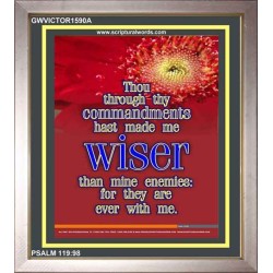 WISER THAN MINE ENEMIES   Scriptural Portrait Wooden Frame   (GWVICTOR1590A)   "14x16"