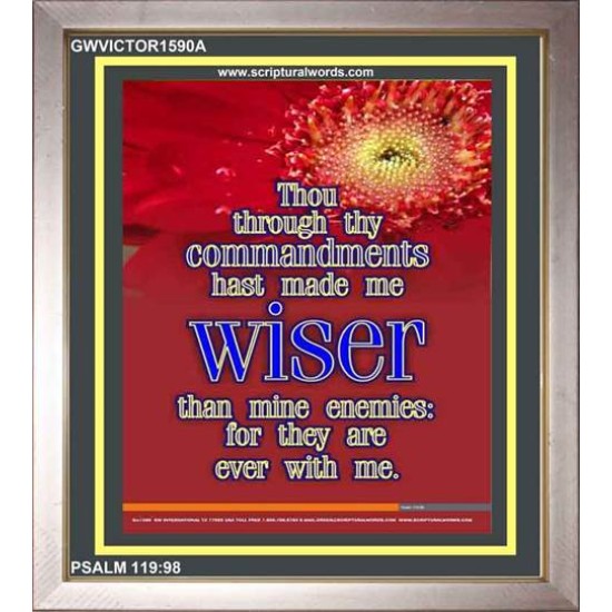 WISER THAN MINE ENEMIES   Scriptural Portrait Wooden Frame   (GWVICTOR1590A)   