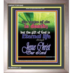 WAGES OF SIN IS DEATH   Christian Paintings Acrylic Glass Frame   (GWVICTOR1640)   "14x16"