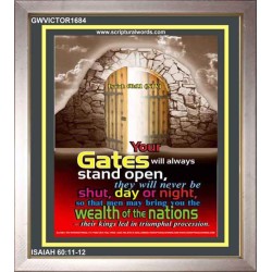 YOUR GATES WILL ALWAYS STAND OPEN   Large Frame Scripture Wall Art   (GWVICTOR1684)   