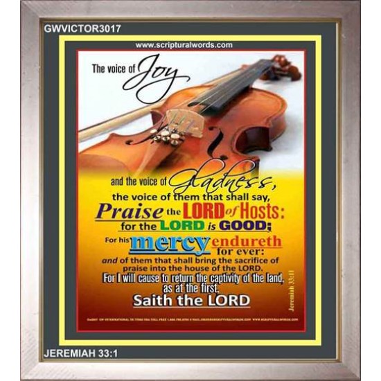 THE VOICE OF JOY   Scripture Wooden Framed Signs   (GWVICTOR3017)   