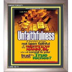 TRUE RICHES   Acrylic Glass Frame Scripture Art   (GWVICTOR3371)   "14x16"