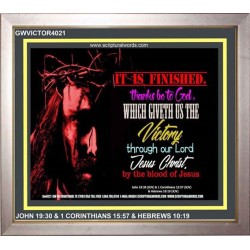 VICTORY BY THE BLOOD OF JESUS   Bible Scriptures on Love Acrylic Glass Frame   (GWVICTOR4021)   