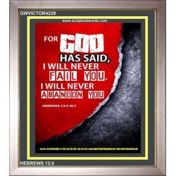 WILL NEVER FAIL YOU   Framed Scripture Dcor   (GWVICTOR4239)   "14x16"