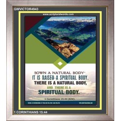 THERE IS A SPIRITUAL BODY   Inspirational Wall Art Wooden Frame   (GWVICTOR4943)   