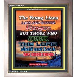 THE YOUNG LIONS LACK AND SUFFER   Acrylic Glass Frame Scripture Art   (GWVICTOR6529)   