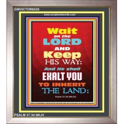 WAIT ON THE LORD   Bible Verses Wall Art Acrylic Glass Frame   (GWVICTOR6535)   "14x16"