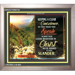 A CLEAR CONSCIENCE   Scripture Frame Signs   (GWVICTOR6734)   "16x14"