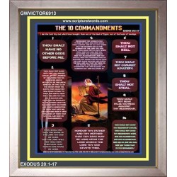 THE TEN COMMANDMENTS   Wooden Frame Scripture Art   (GWVICTOR6913)   "14x16"