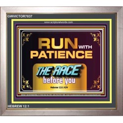 RUN WITH PATIENCE   Contemporary Christian Wall Art   (GWVICTOR7837)   