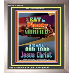 YOU SHALL EAT IN PLENTY   Bible Verses Frame for Home   (GWVICTOR8038)   "14x16"