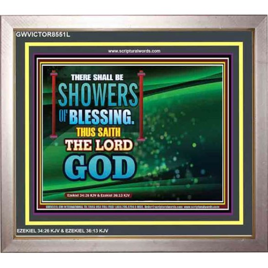SHOWERS OF BLESSINGS   Encouraging Bible Verses Frame   (GWVICTOR8551L)   