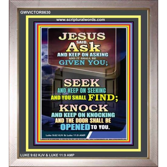 ASK SEEK AND KNOCK   Christian Artwork Acrylic Glass Frame   (GWVICTOR8630)   