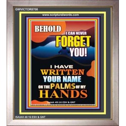 YOUR NAME WRITTEN  IN GODS PALMS   Bible Verse Frame for Home Online   (GWVICTOR8708)   "14x16"