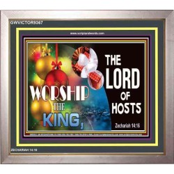 WORSHIP THE KING   Bible Verse Framed Art   (GWVICTOR9367)   "16x14"