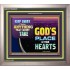 WHAT IS GOD'S PLACE IN YOUR HEART   Large Framed Scripture Wall Art   (GWVICTOR9379)   "16x14"