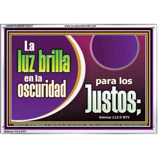 luz brilla en la oscuridad para los Justos   Arte de pared de escritura de marco grande   (GWSPAABIDE10237)   