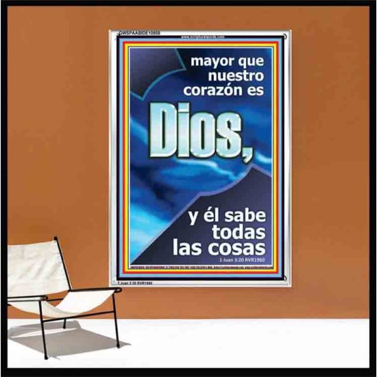 mayor que nuestro corazón es Dios   Versículo de la Biblia   (GWSPAABIDE10958)   