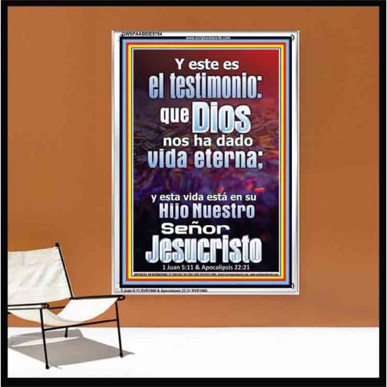 La vida eterna está en Cristo Jesús   Arte de pared religioso enmarcado   (GWSPAABIDE9784)   