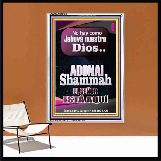 ADONAI Shammah EL SEÑOR ESTÁ AQUÍ   Versículo de la Biblia del marco   (GWSPAABIDE9852)   