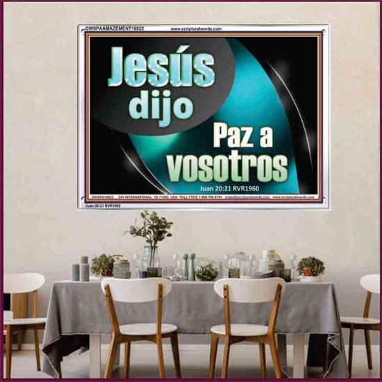 Jesús dijo Paz a vosotros   Arte de la pared del marco cristiano   (GWSPAAMAZEMENT10822)   