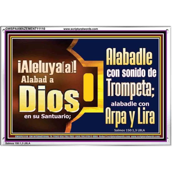 Alabad a Jehová con el sonido de la Trompeta, Arpa y Lira   Versículos de la Biblia Arte de la pared   (GWSPAAMAZEMENT11110)   