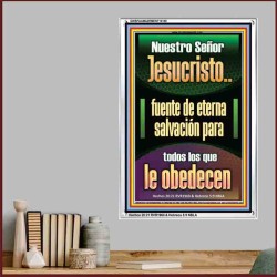 JesuCristo fuente de eterna salvacin   Marco de arte de pared cristiano contemporneo   (GWSPAAMAZEMENT10159)   