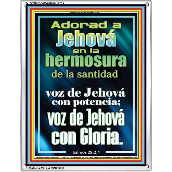 Adorad a Jehová en la hermosura de la santidad   Signos de marco de madera de las Escrituras   (GWSPAAMAZEMENT9715)   