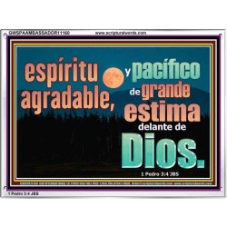 pleasant and peaceful spirit, highly esteemed before God   Marco de citas cristianas   (GWSPAAMBASSADOR11160)   