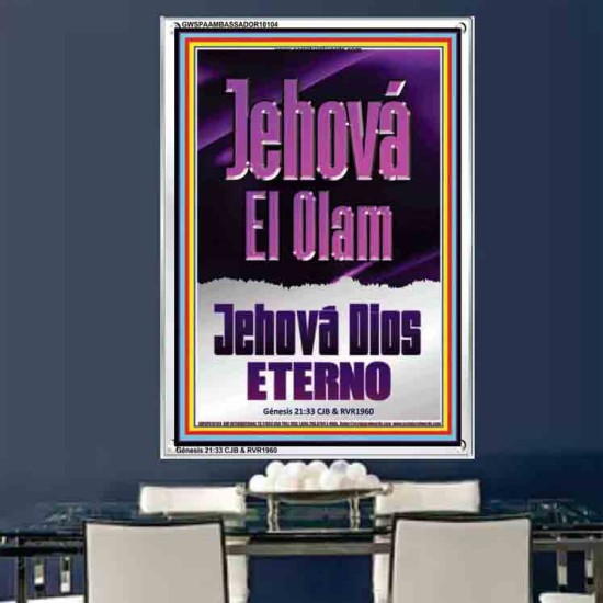 Jehová El Olam Jehová Dios eterno     Carteles con marco de madera de las Escrituras   (GWSPAAMBASSADOR10104)   