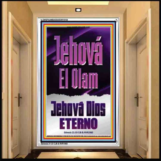 Jehová El Olam Jehová Dios eterno     Carteles con marco de madera de las Escrituras   (GWSPAAMBASSADOR10104)   