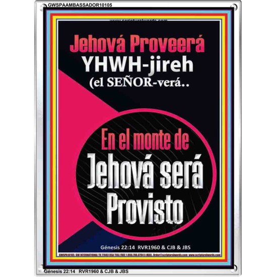 Jehová Proveerá  YHWH-jireh   Versículos bíblicos alentadores enmarcados   (GWSPAAMBASSADOR10105)   