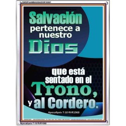 Salvation to our God who sits on the Throne   Marco de madera de las Escrituras   (GWSPAAMBASSADOR10851)   "32x48"