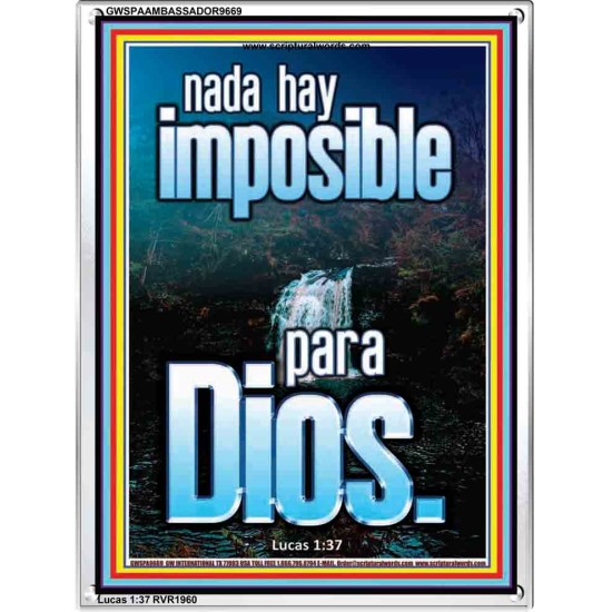 nada hay imposible para Dios   Marco de verso de la Biblia para el hogar   (GWSPAAMBASSADOR9669)   