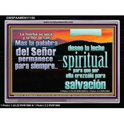La Palabra de Dios mejor Leche Espiritua   Versículo bíblico alentador enmarcado   (GWSPAAMEN11156)   
