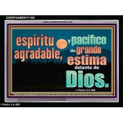pleasant and peaceful spirit, highly esteemed before God   Marco de citas cristianas   (GWSPAAMEN11160)   