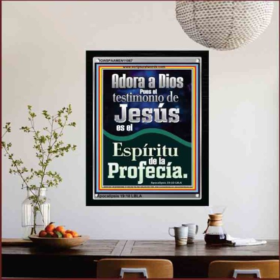el Testimonio de Jesús es el Espíritu de Profecía   Letreros enmarcados en madera de las Escrituras   (GWSPAAMEN11067)   