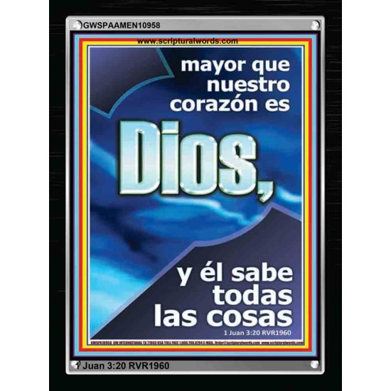 mayor que nuestro corazón es Dios   Versículo de la Biblia   (GWSPAAMEN10958)   