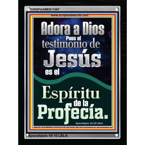 el Testimonio de Jesús es el Espíritu de Profecía   Letreros enmarcados en madera de las Escrituras   (GWSPAAMEN11067)   