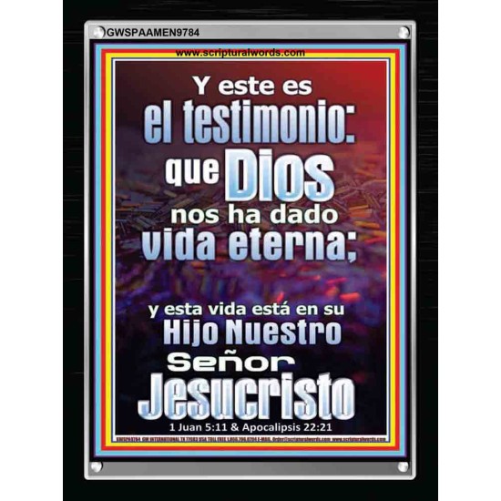 La vida eterna está en Cristo Jesús   Arte de pared religioso enmarcado   (GWSPAAMEN9784)   