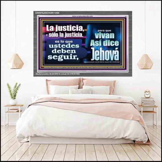 La justicia, y sólo la justicia   Versículos de la Biblia Arte de la pared Marco de vidrio acrílico   (GWSPAANCHOR11008)   