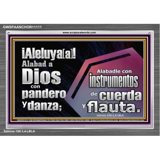 Alabad a Jehová con pandereta, danza, instrumentos de cuerda y flauta   Versículos de la Biblia Póster   (GWSPAANCHOR11111)   