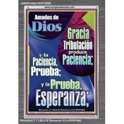 Tribulación produce Paciencia   Marco de versículo bíblico para el hogar en línea   (GWSPAANCHOR10809)   "25x33"