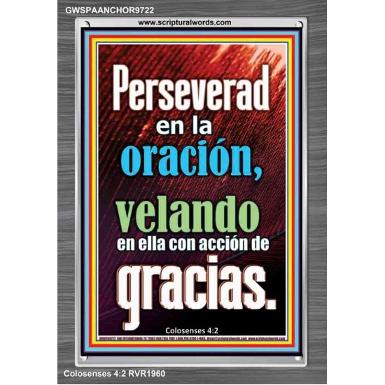 Perseverad en la oración, velando en ella con acción de gracias.    Citas cristianas enmarcadas   (GWSPAANCHOR9722)   