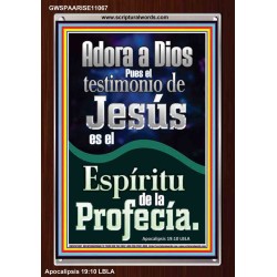 el Testimonio de Jesús es el Espíritu de Profecía   Letreros enmarcados en madera de las Escrituras   (GWSPAARISE11067)   