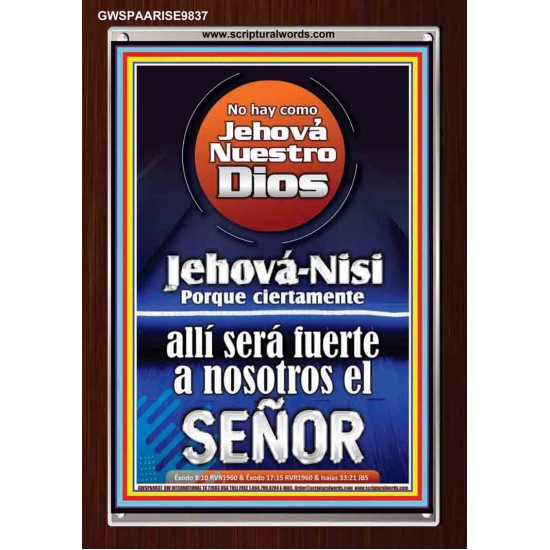 Jehová-Nisi Porque ciertamente allí será fuerte a nosotros el SEÑOR    Decoración de pared de habitación infantil enmarcada   (GWSPAARISE9837)   
