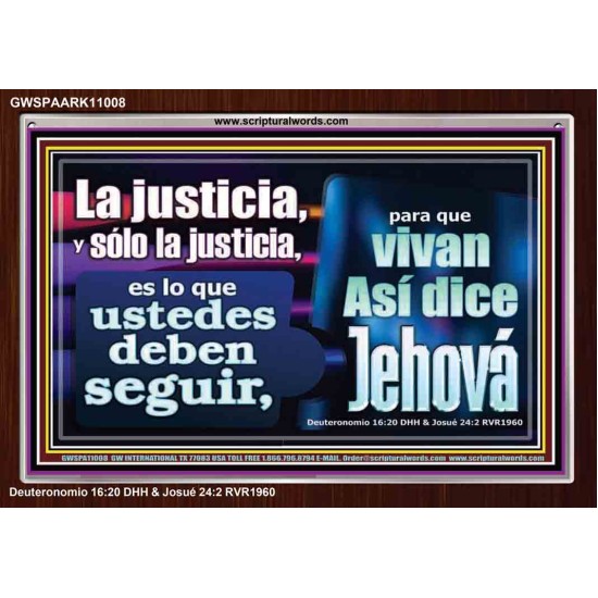 La justicia, y sólo la justicia   Versículos de la Biblia Arte de la pared Marco de vidrio acrílico   (GWSPAARK11008)   