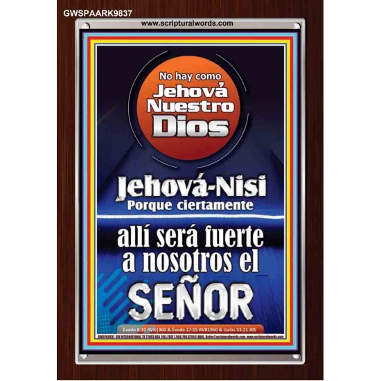 Jehová-Nisi Porque ciertamente allí será fuerte a nosotros el SEÑOR    Decoración de pared de habitación infantil enmarcada   (GWSPAARK9837)   