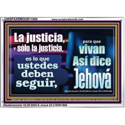 La justicia, y sólo la justicia   Versículos de la Biblia Arte de la pared Marco de vidrio acrílico   (GWSPAARMOUR11008)   